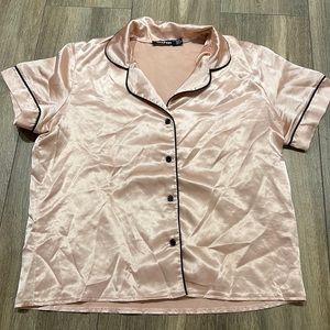 Boohoo Pink silk Pijama top